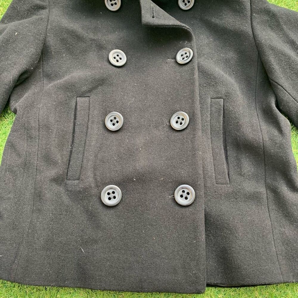 TODD SMITH 100% WOOL DOUBLE BREASTED black Pea Coat Jacket sz 12 Large - Picture 5 of 7